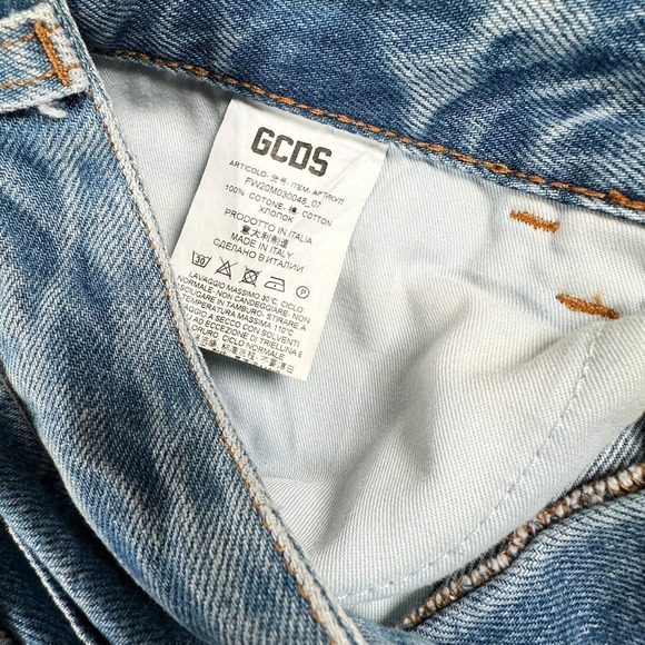 GCDS Jeans Wide Cut Made in Italy Size Large 34 Waist 100% Cotton - Picture 7 of 9